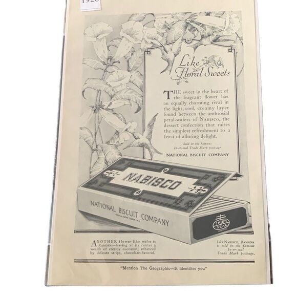 Vintage 1920 Nabisco National Biscuit Company Like Floral Sweets Ad Advertisemen - Picture 2 of 4